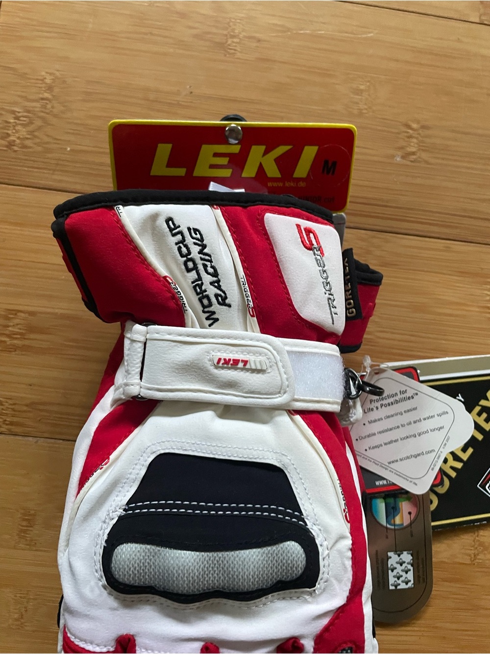 Kids Red and White Worldcup Racing Ski Gloves